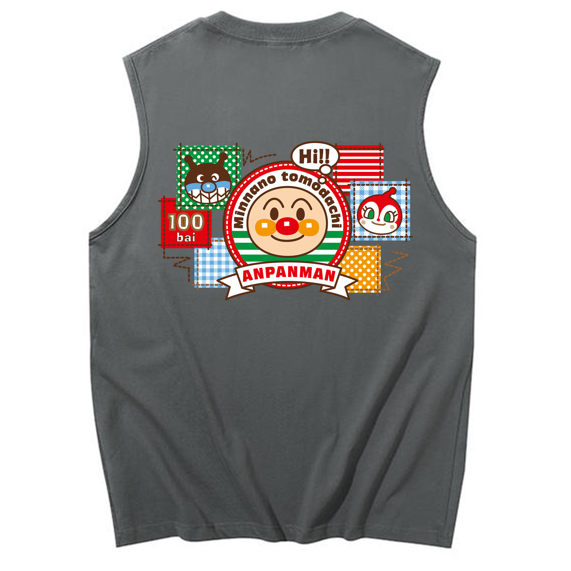 （画像用） アンパンマン Anpanman コットン100％タンクトップ（背面プリント）